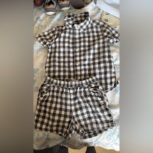 Kids Black and White Checkered Matching Set